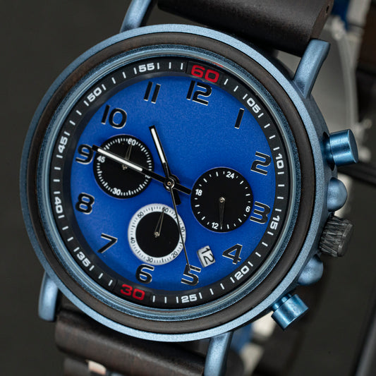 Sea Master - TimberWood marine blauw houten horloge